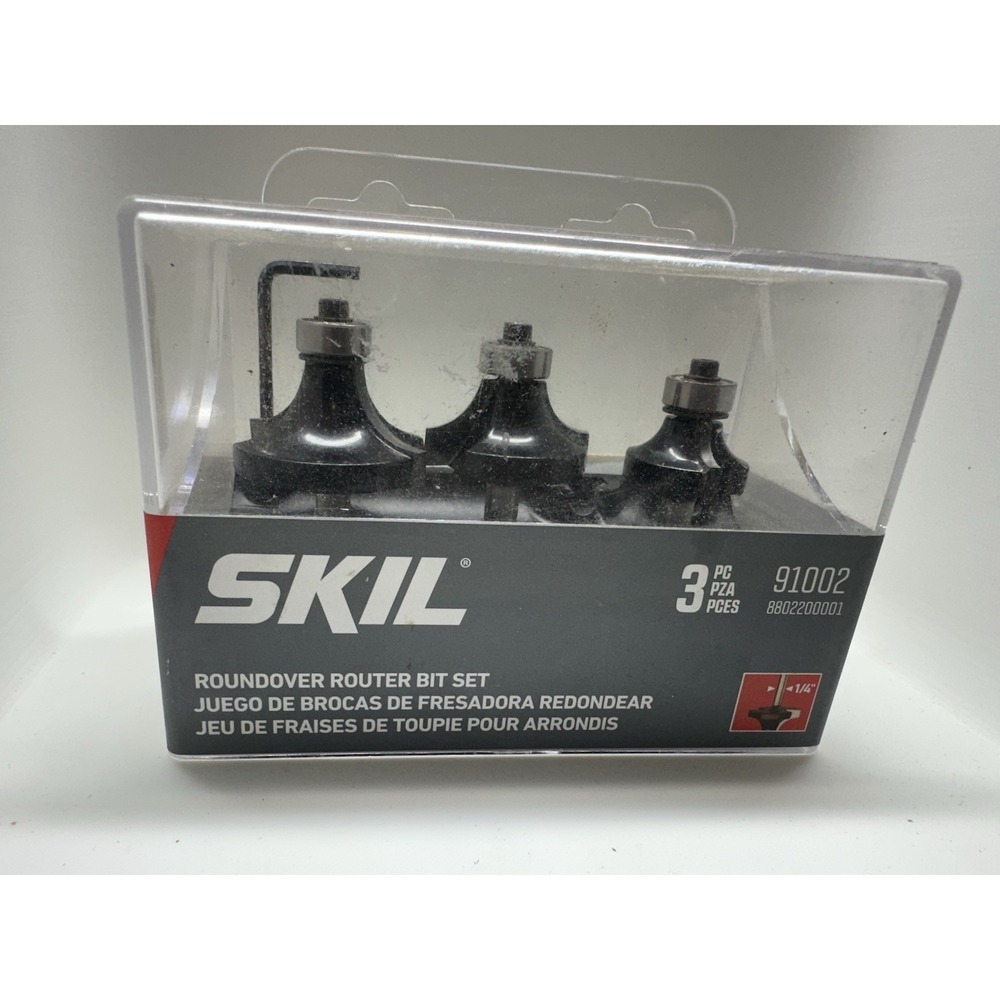 SKIL TOOL Router Bit Set (3 Piece) #91002 For 1/4" Collet Routers pre-owned